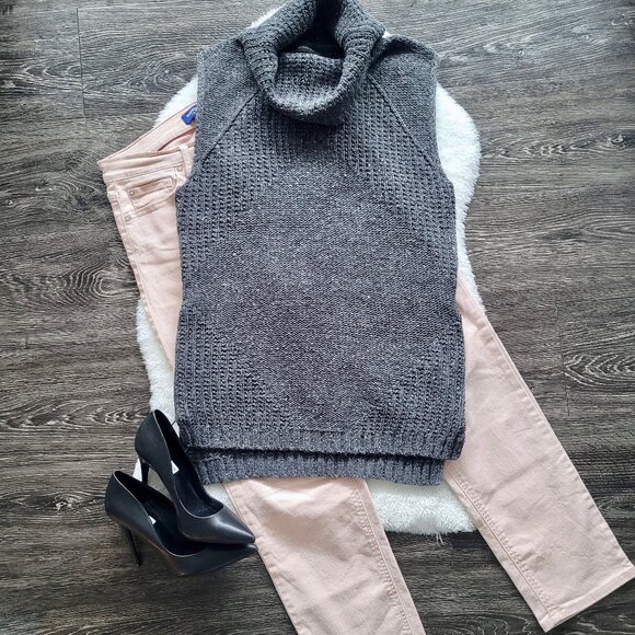 Banana Republic Sweaters - Banana Republic | Wool Blend Cowlneck Sleeveless Sweater in Speckled Grey